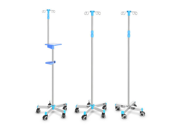 قطب پلی اتیلن ضد زنگ قابل تنظیم ارتفاع با چرخان برای بیمارستان